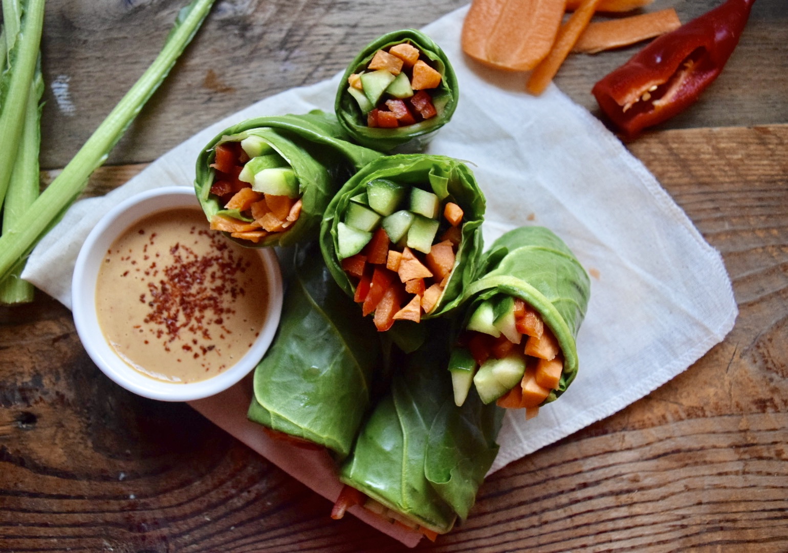 veggie wraps and dip