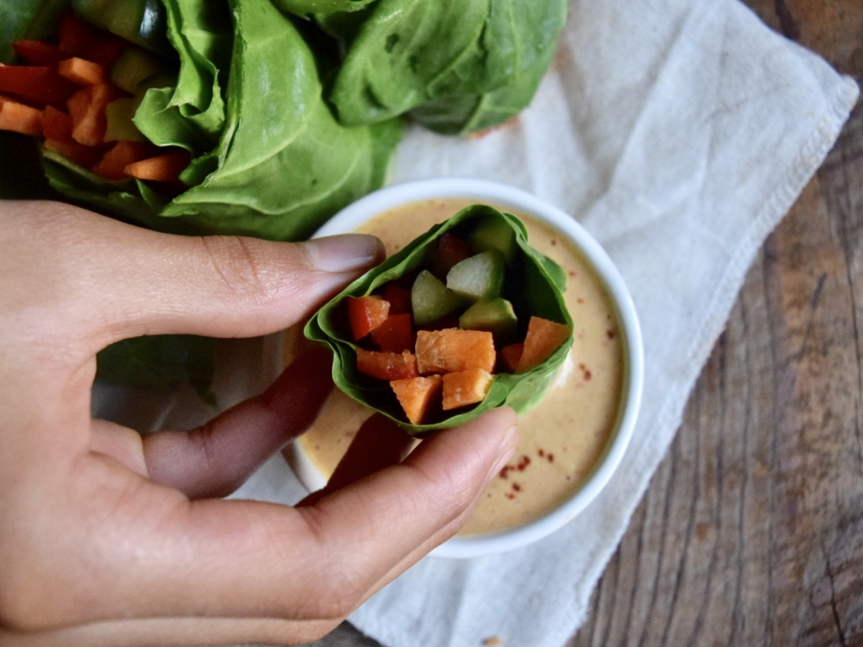 veggie wraps and dip 